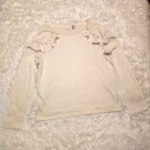 Girls Sweater With Ruffle Trim And Studs